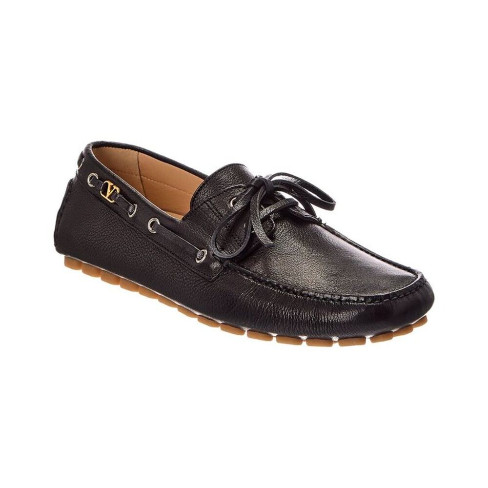 Valentino Leather Moccasin, Black